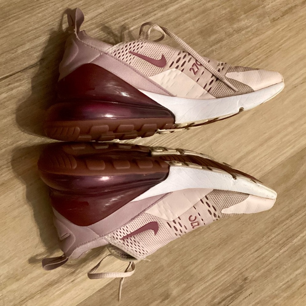 Nike Women's Air Max 270 Pink and Burgundy Athletic Shoes